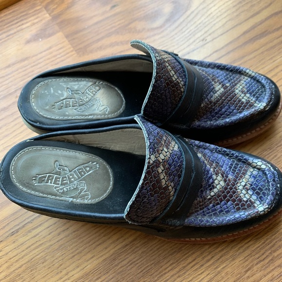 Freebird By Steven Shoes Collins Design Leather Women Size 6 Mules Heels Shoes - Picture 2 of 5